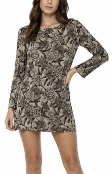 ZIMMERMANN Grey Floral Tunic Rayon Long Sleeve Mini Shift Dress ~ Size 1 AU10-12