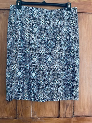 Jupe droite Talbots bleu multicolore coton géométrique stretch taille 14