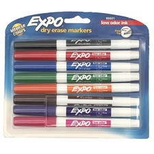 EXPO Fine Tip Dry Erase Markers Low Odor Assorted Colors 8 Count