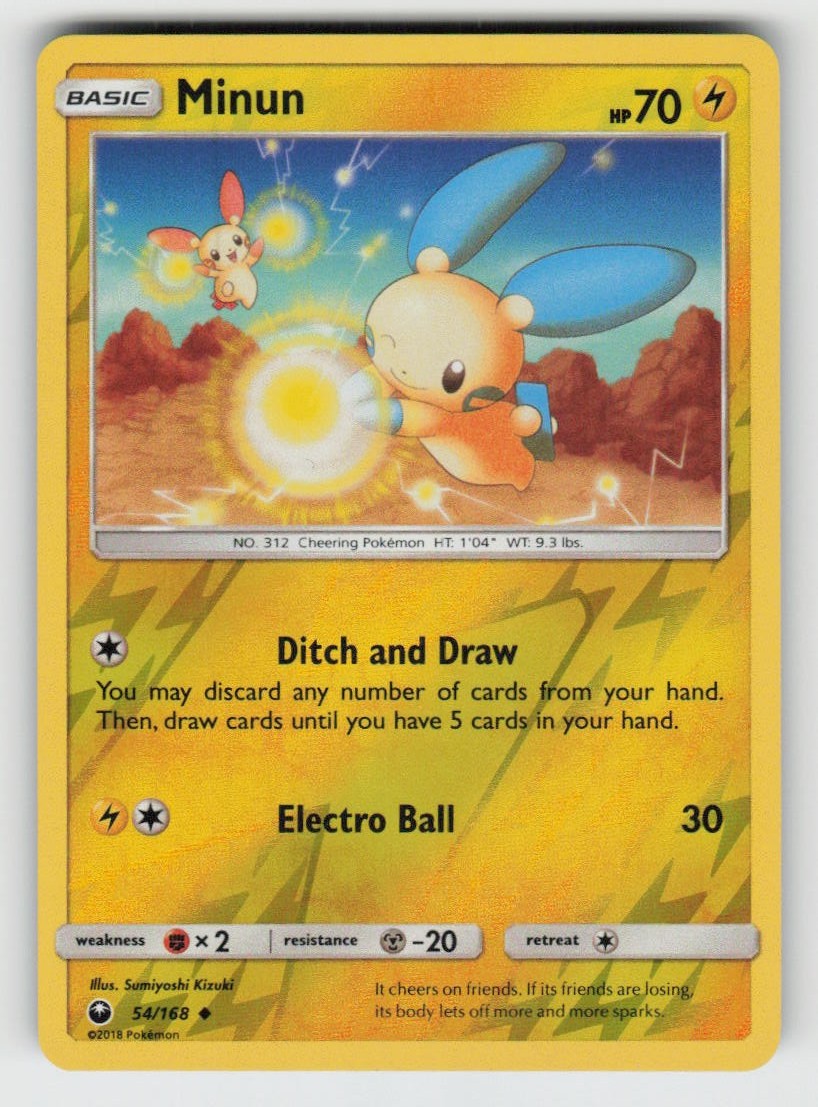 Reverse Holo Minun 54/168 Uncommon Celestial Storm Near Mint