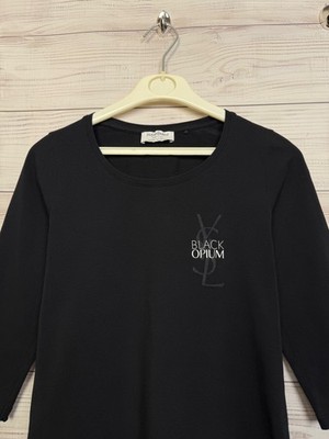 YSL Yves Saint Laurent Black Opium Promo T-Shirt Womens Black Logo