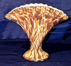 RARE Vintage Fenton Vasa Murrhina Orange Mist Fan Vase