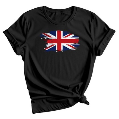 Union Jack Flag Ladies T-Shirt Women Novelty UK Great Britain Retro Football Tee