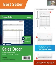Sales Order Book with Wraparound Cover - 3-Part Carbonless, 50 Sets for Business