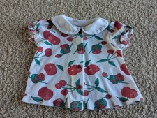 Vtg Mayfair Kids Girls Strawberry Top Shirt 18 Mo Peter Pan Collar Made In USA