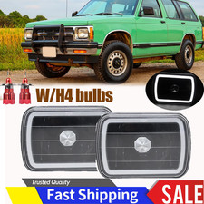 Pair 5x7 7x6 Led Headlights Halo For 82-93 Chevy S10 Blazer Gmc S15 1982-1993