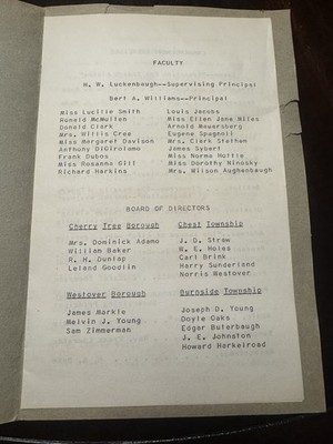 1960 WESTOVER PA Harmony Joint High School Commencement Program Spangler Patton