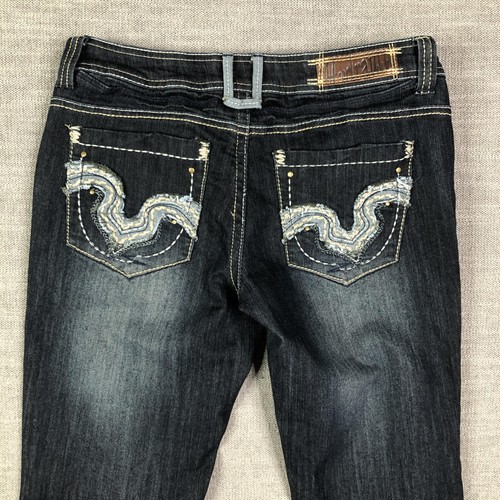 Hydraulic Jeans Womens 7 8 Bootcut Distressed Embroidered Pockets Denim Low Rise - Picture 11 of 13