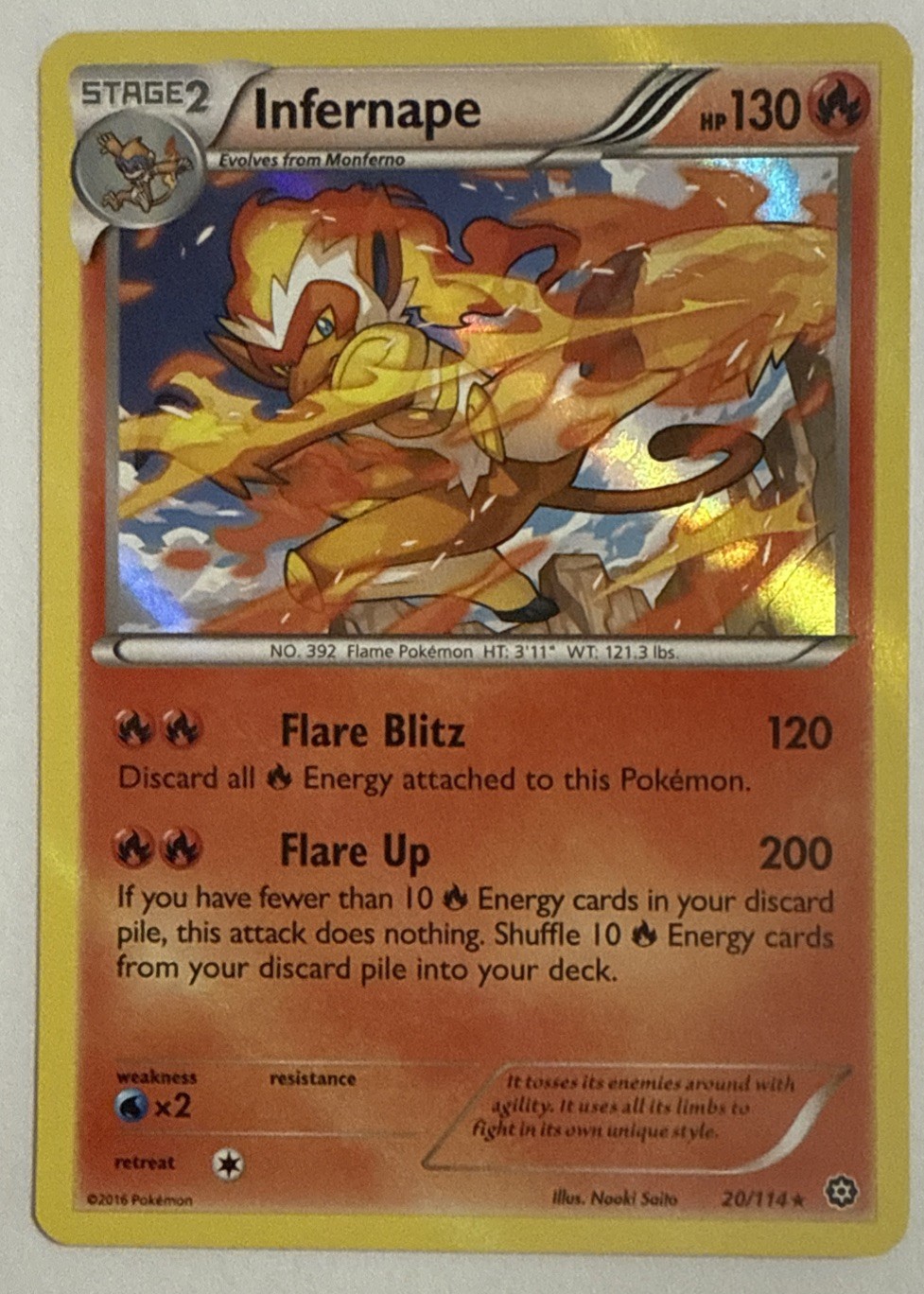 Pokemon TCG Infernape 20/114 XY-Steam Siege Reverse Holo Card NM/M