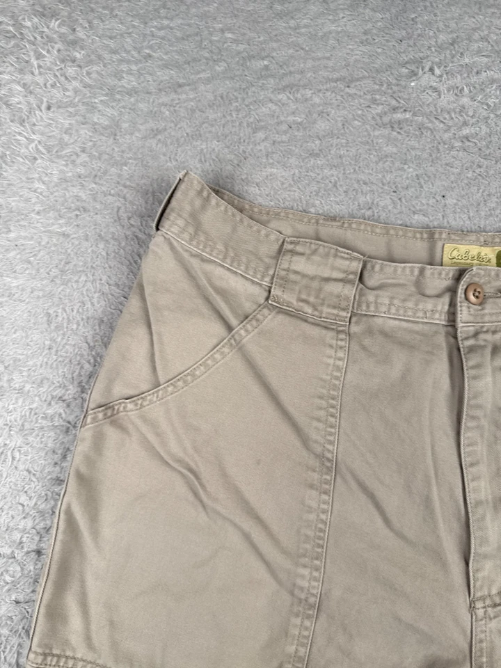 Cabelas Pantalones Cortos Hombre 38 Beige Carga 100% Algodón Sarga Tela Senderismo Camping 38x6 Foto 4 de 4