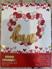 NEW 61 Pcs Valentines Day Decoration Kit Foil Love Banner Balloons 48" x 48"