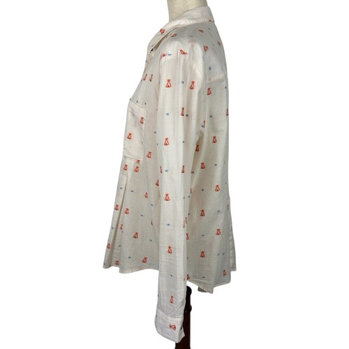 Anthropologie Maeve Top Shirt Size 14 Teepee Embroidered Relaxed Boho Western - Picture 3 of 15