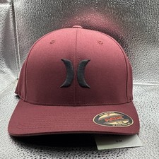 New Hurley Men's One and Only Flex Fit Hat Cap burgandi/ vino