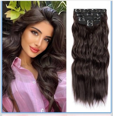 Dark Brown Clip in Hair Extensions, Dowugie 20” 6pc  display picture 1