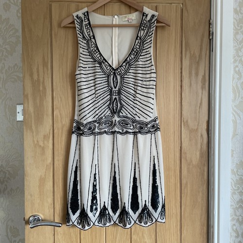 Black And Beige Beaded Dress Size 10