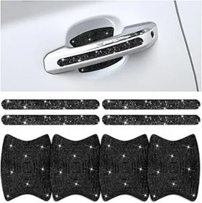 8PCS Bling Car Door Handle Protector, Crystal Rhinestone Vehicle  Color: Black
