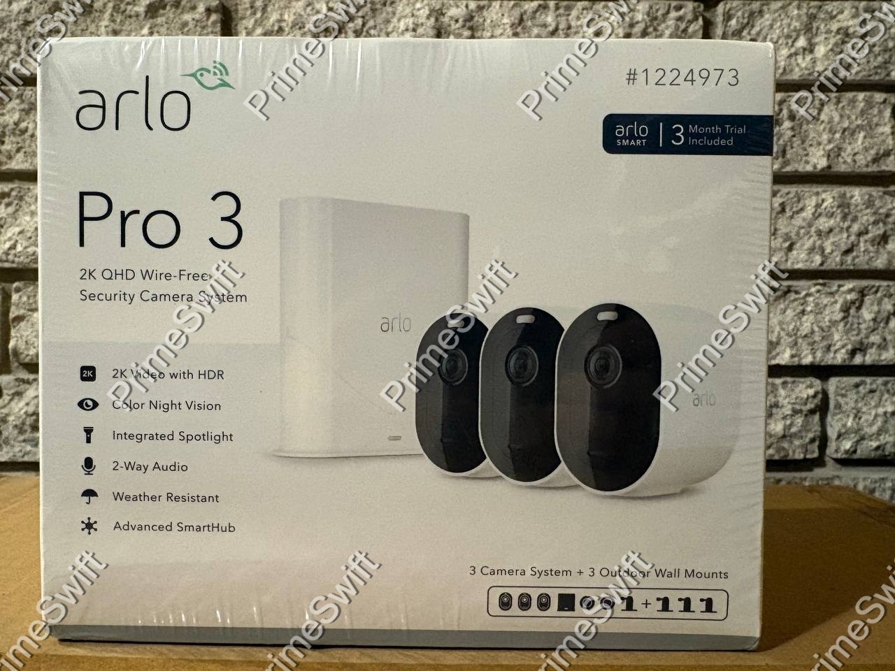 Arlo Pro 3 2K HDR Wire-Free Security Camera System 3-Cam VMS