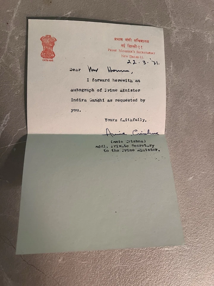 Indira Gandhi - Drucksignierte Autogrammkarte - Ministerpräsidentin Indien - Bild 4 von 4