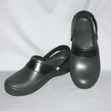 Women's Crocs Mercy Work Clogs 10876 size 10 Black Closed Toe Back Strap