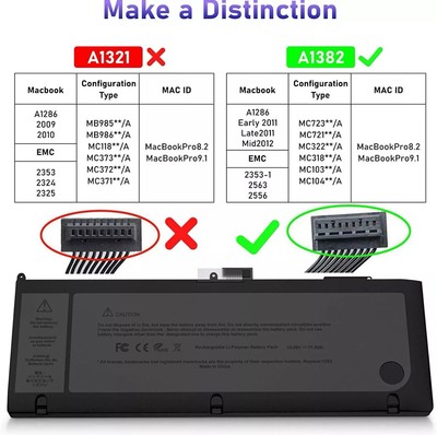 A1382 Battery For Apple MacBook Pro 15 inch A1286 Early 2011 Late 2011 Mid 2012