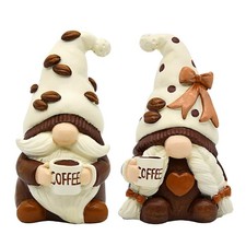 Coffee Gnomes Bar Decorations for Home, 2Pcs Resin Swedish Tomte Elf Dwarf De...
