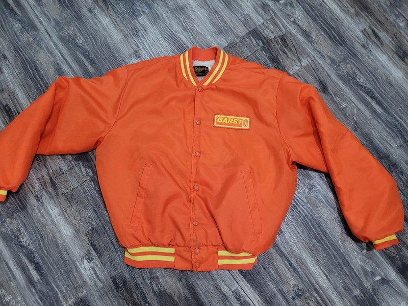 Vtg Swingster Men Orange Bomber GARST Seed FARMER Lined Jacket L