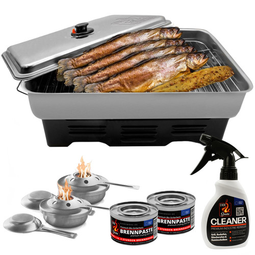 Edelstahl Tisch-Räucherofen Fische Wurst Käse Räuchern Grillofen inkl Brennpaste - Bild 1 von 9