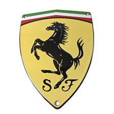 Vintage Ferrari Sign - Italian Racing Shield Badge Porcelain Auto Gas Pump Sign