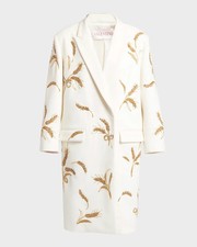 40IT- Valentino Ears of Wheat Embroidered Compact Cashmere Coat JACKET - BNWT