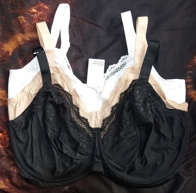 DAMEN M&S 3ER PACK MINIMIZER VOLLSCHALEN BH BÜGEL BLUMEN SPITZE GR. 42G - NEU