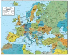 Europe Wall Map Geopolitical Edition by Swiftmaps (18X22 Laminated)