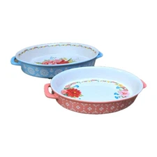Pioneer Woman SWEET ROSE 2-Piece Oval BAKERS SET 12x9 & 9x6.5" Casserole Dishes
