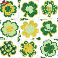72 Pieces Glitter Shamrock Temporary Tattoos St. Patrick's Day Tattoos Lucky Clo