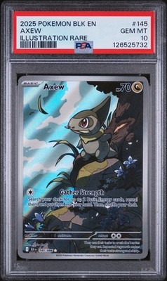 PSA 10 AXEW #145 BLK EN-BLACK BOLT ILLUSTRATION RARE 2025 POKEMON