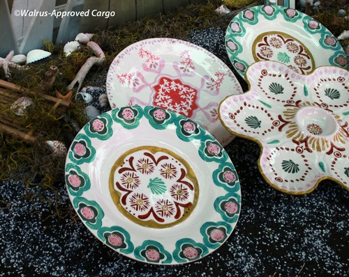 ANTHROPOLOGIE AGATA SIDE PLATES (4) & OYSTER PLATTER -NIB- TRUE TABLETOP CHARM! - Picture 4 of 16