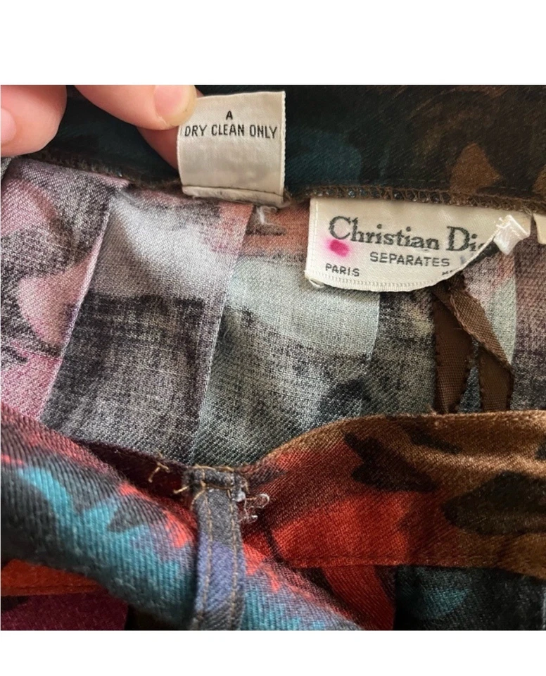 Falda midi vintage Christian Dior estampado floral talla 10 tiro alto Foto 4 de 4