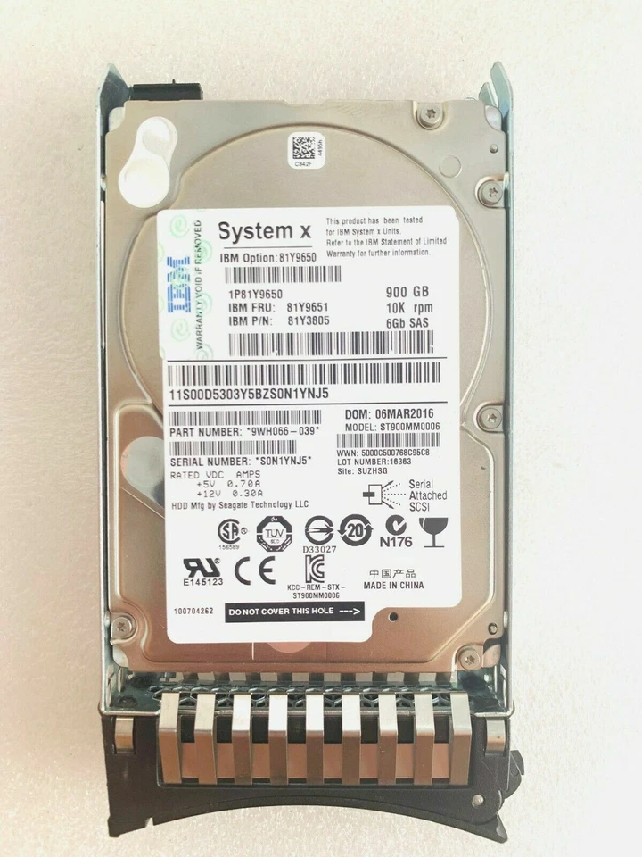IBM 900GB 10K RPM 6GBPS 2.5" SAS HS HDD For IBM x3650M2 x3650M3 x3650M4 - Image 2 of 4
