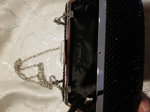 NEU! Ausgefallene Fawziya Abendtasche, glitzerndes schwarzes Netz, silberne Akzente! Hochzeit/Abschlussball - Bild 5 von 11