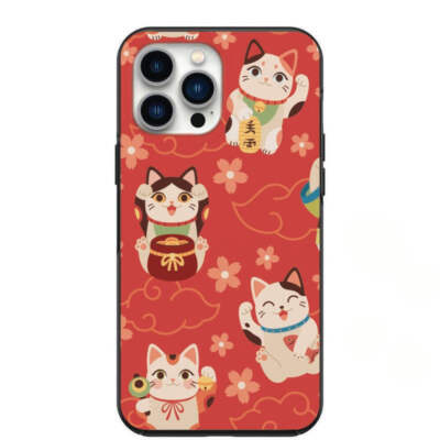 Japanese Maneki Cats Phone Case for iPhone 7 8 X XS XR SE 11 12 13 14 Pro Max Mi