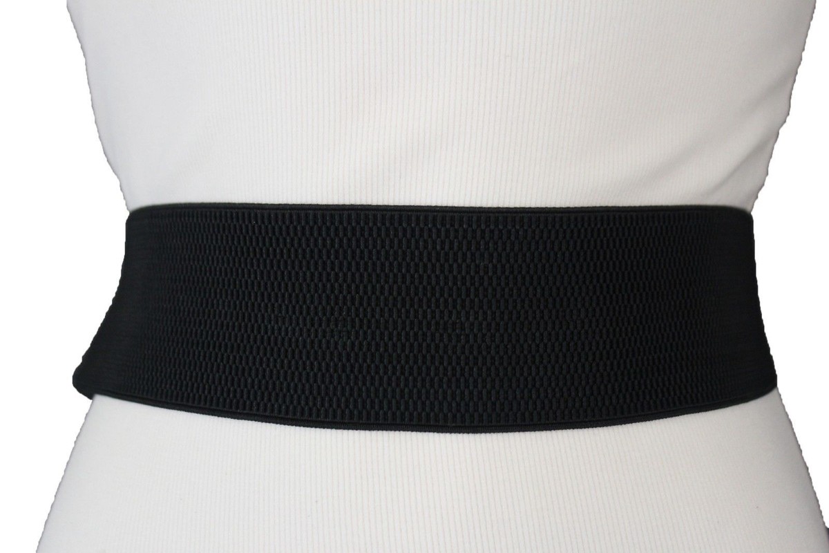 8137 Elastic Wide Waist Belts For Women Metal Buckle Stretchy Black & Women main image 4