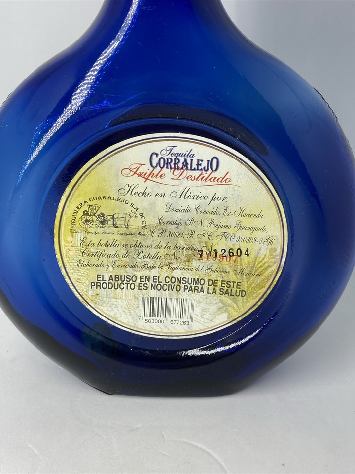 CORRALEJO Triple Destilado Tequila Reposado 750ml Empty Blue Bottle Collectable eBay