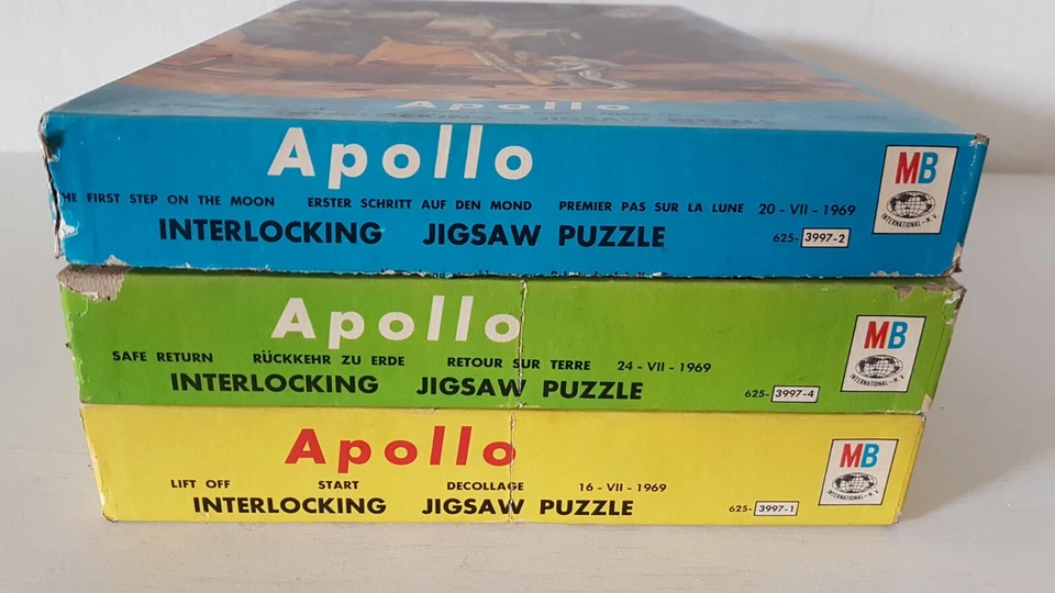 3x puzzle rari MB Apollo 1969 atterraggio sulla luna - 2 SIGILLATI e 1 COMPLETO - Immagine 3 di 4
