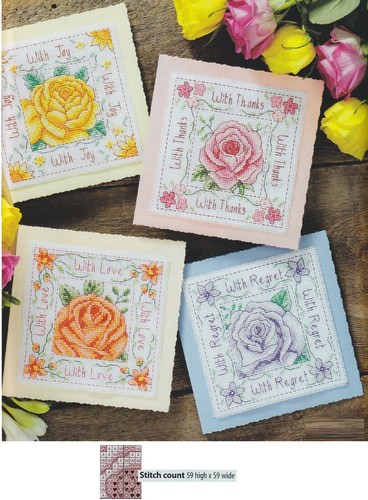 SUMMER ROSE CARDS    CROSS STITCH PATTERN  ONLY -  ALS  RA