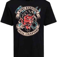 BNWT L KING KEROSIN BLACK T SHIRT HELL CHAPTER DEVIL REBEL PISTON WRENCH RACE