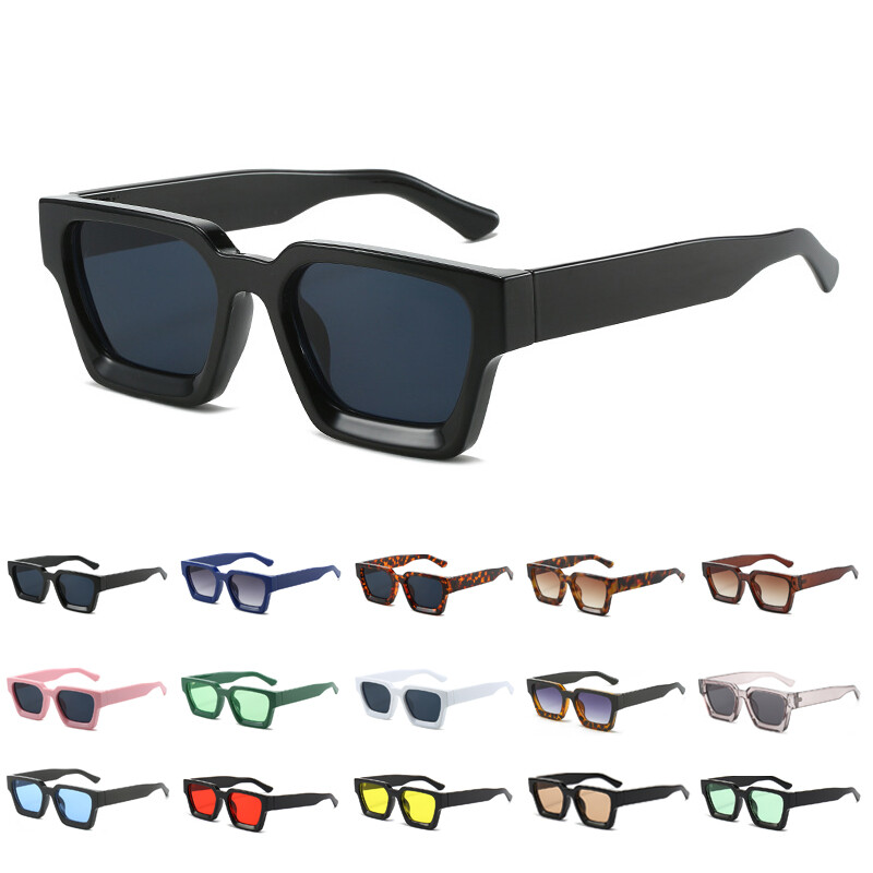 Thick Square Frame Sunglasses for Women Men Chunky Rectangle  display picture 2