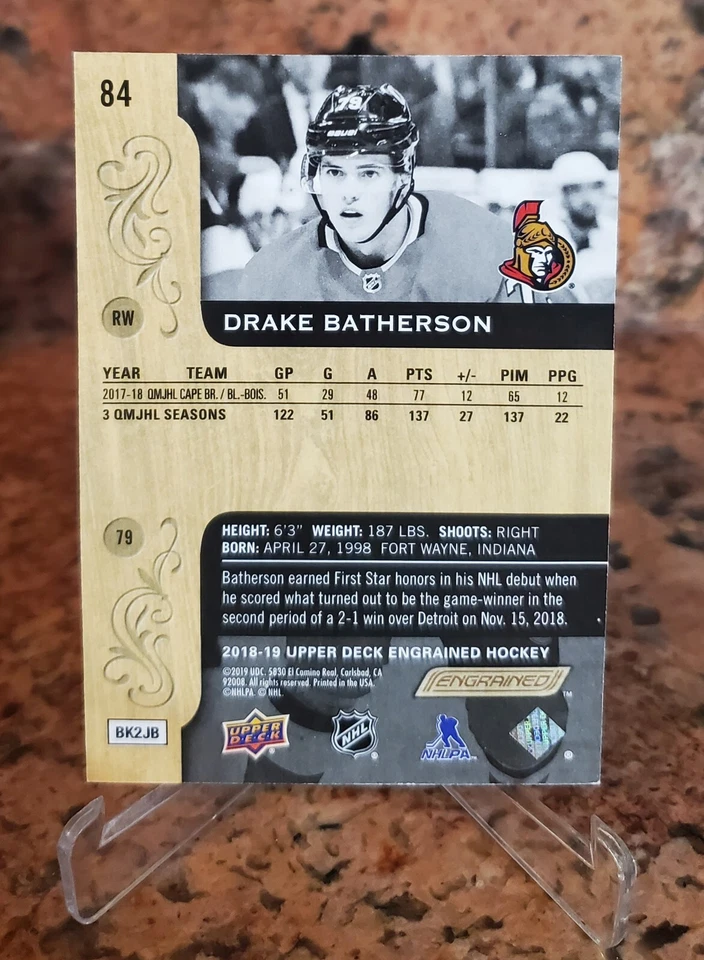 Drake Batherson Upper Deck Engrained Hockey Rookie  /299 🔥🔥 - Image 2 of 2