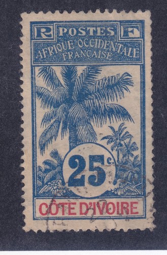 Ivory Coast 27 Used 1906 25c Blue Oil Palm Issue Very Fine - 第 1/1 張圖片
