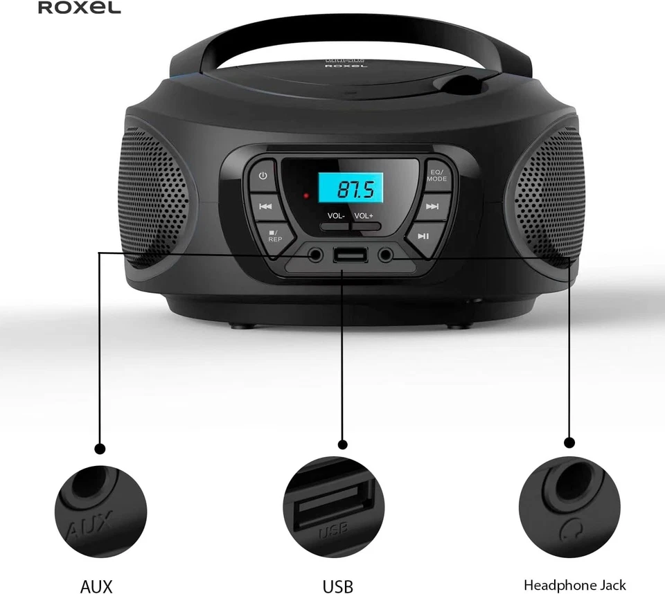 Roxel RCD-S50BT Portable Boombox CD Player with FM Radio, BT Wireless Streaming - Image 4 of 4
