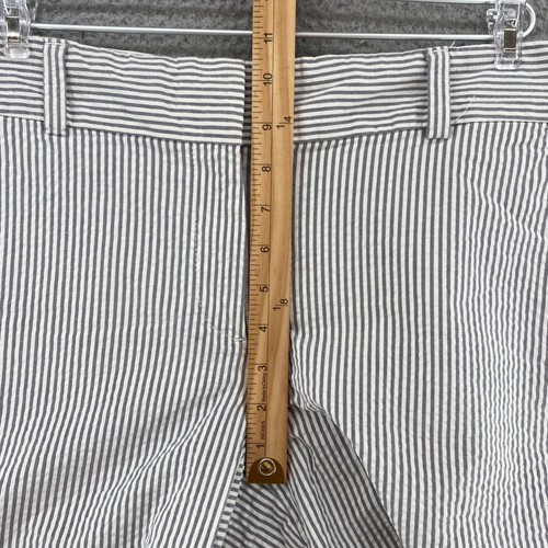 LOFT pantaloncino donna 10 grigio bianco righe elasticizzato aderente tasche Seersucker 6" cucitura interna - Foto 7 di 13