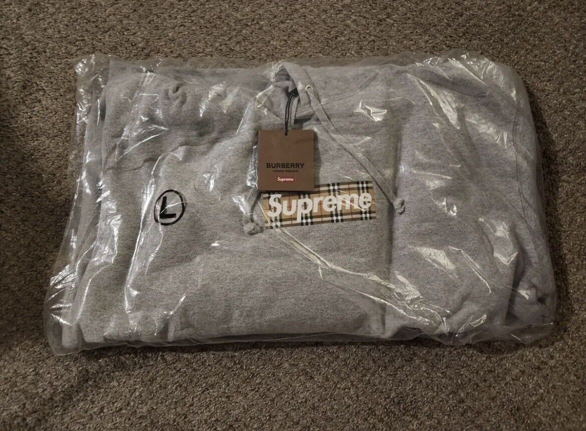 Supreme Burberry Box Logo Hooded Sweatshirt Hoodie Heather Supreme Burberry Box Logo Hooded Sweatshirt Hoodie Heather
